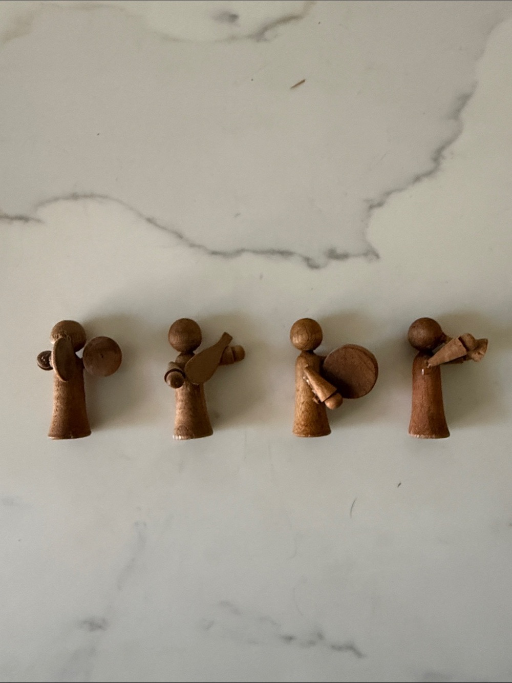 Vintage Miniature Wooden Angel Band Set of 4